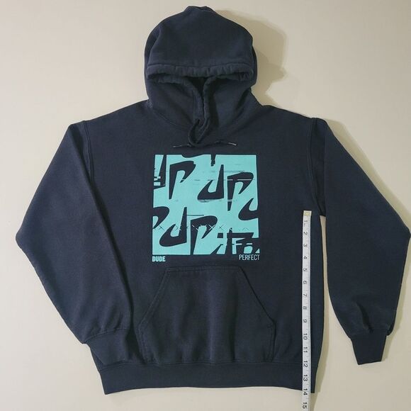 DUDE PERFECT Men's Black Graphic Front Pullover Hooded Sweatshirt - Picture 5 of 11